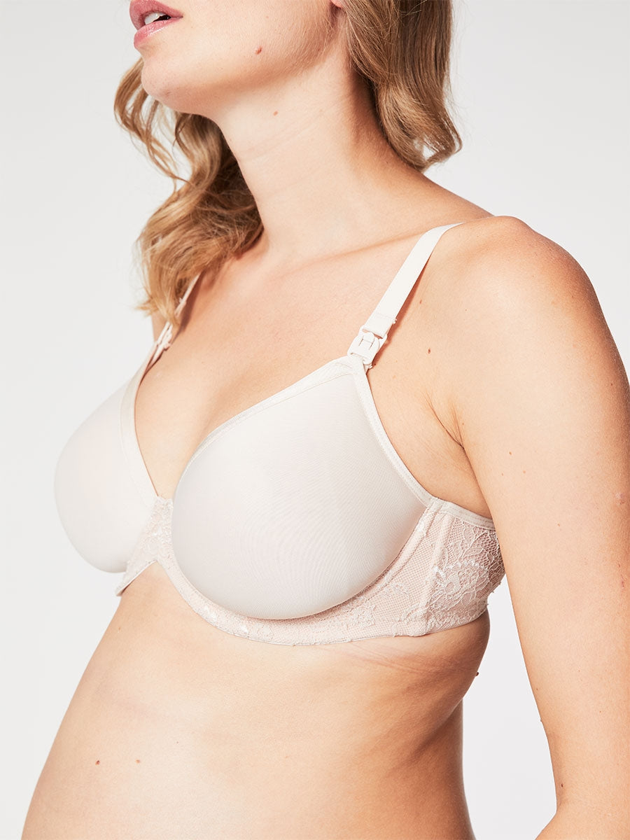 waffles contour nursing bra front view - beige