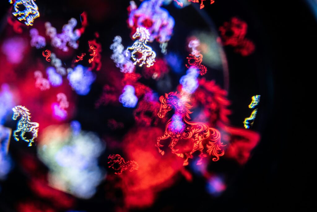 blurred lights horse shape